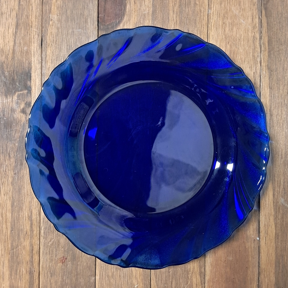 Set Of 4 7.5" Duralex Cobalt Blue Spiral Dishware Bowls - Picture 2 of 4